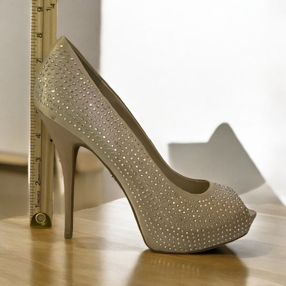 Jennifer Lopez Bling Blush Crystal Rhinestones Cocktail High Heels Pump Size 9.5 - Picture 5 of 7
